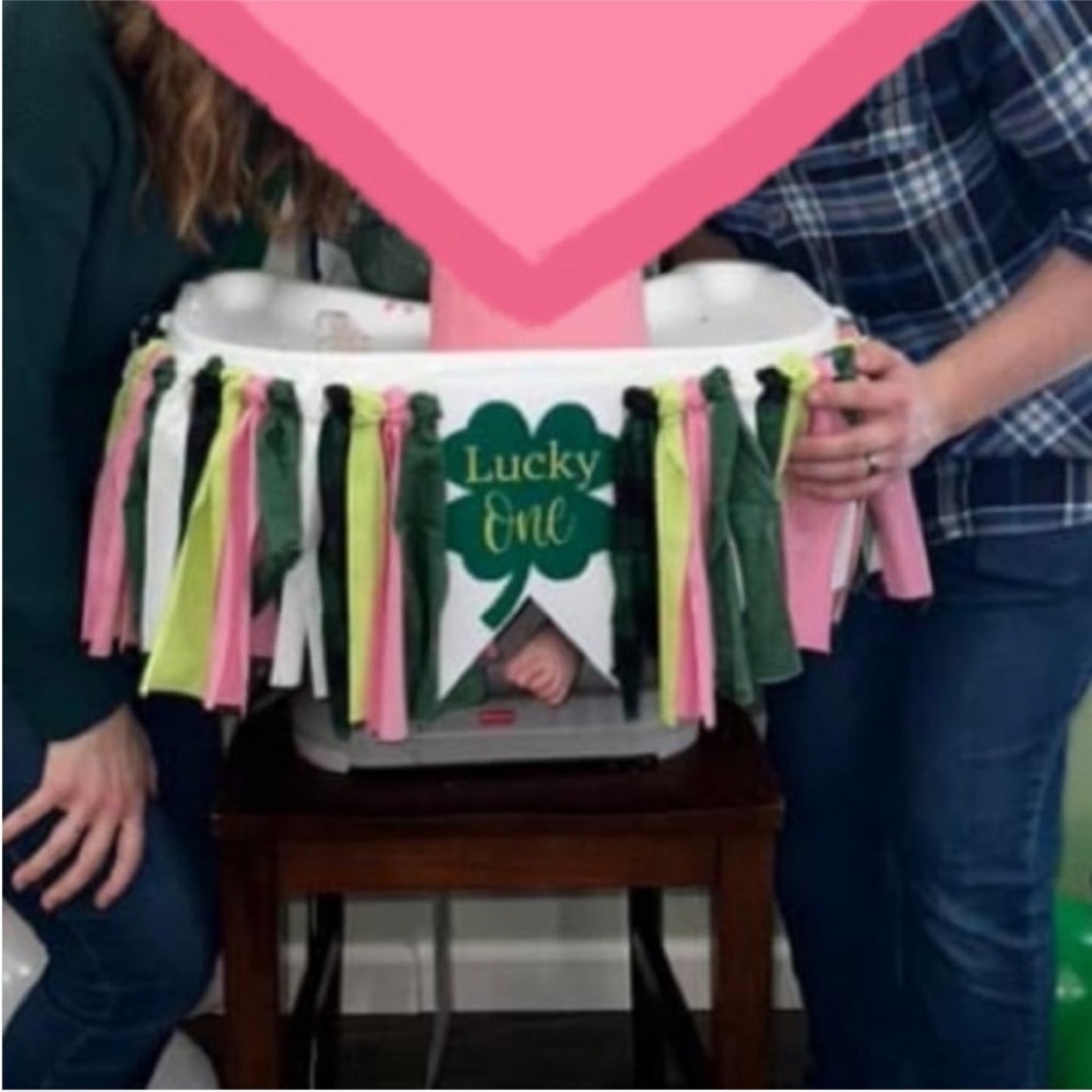 Lucky One High Chair Banner - Pink & Green St. Patrick's Party Decor